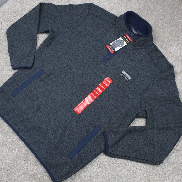 Eddie Bauer Fleece Sweatshirt NWT Mens XS Heather Navy Blue L/S Pullover Sweater - Picture 3 of 12